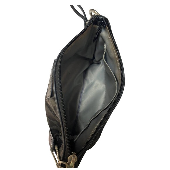 Coach Wristlet Womens Signature Monogram Fabric Zip Closure Black Gray/Green - Picture 8 of 13